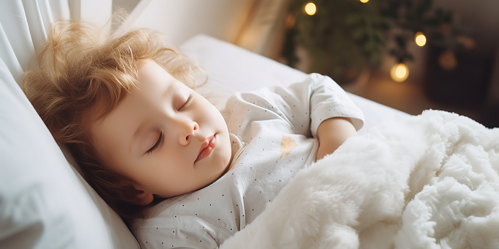 Ein Kleinkind schläft in einem gemütlichen Bett