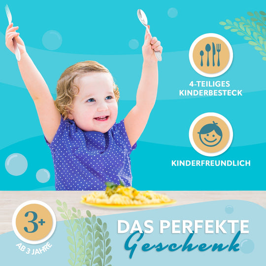 Sea Animals Kinderbesteck - 4-teilig - spülmaschinengeeignet - aus rostfreiem Edelstahl I Koru Kids - Koru Deutschland GmbH