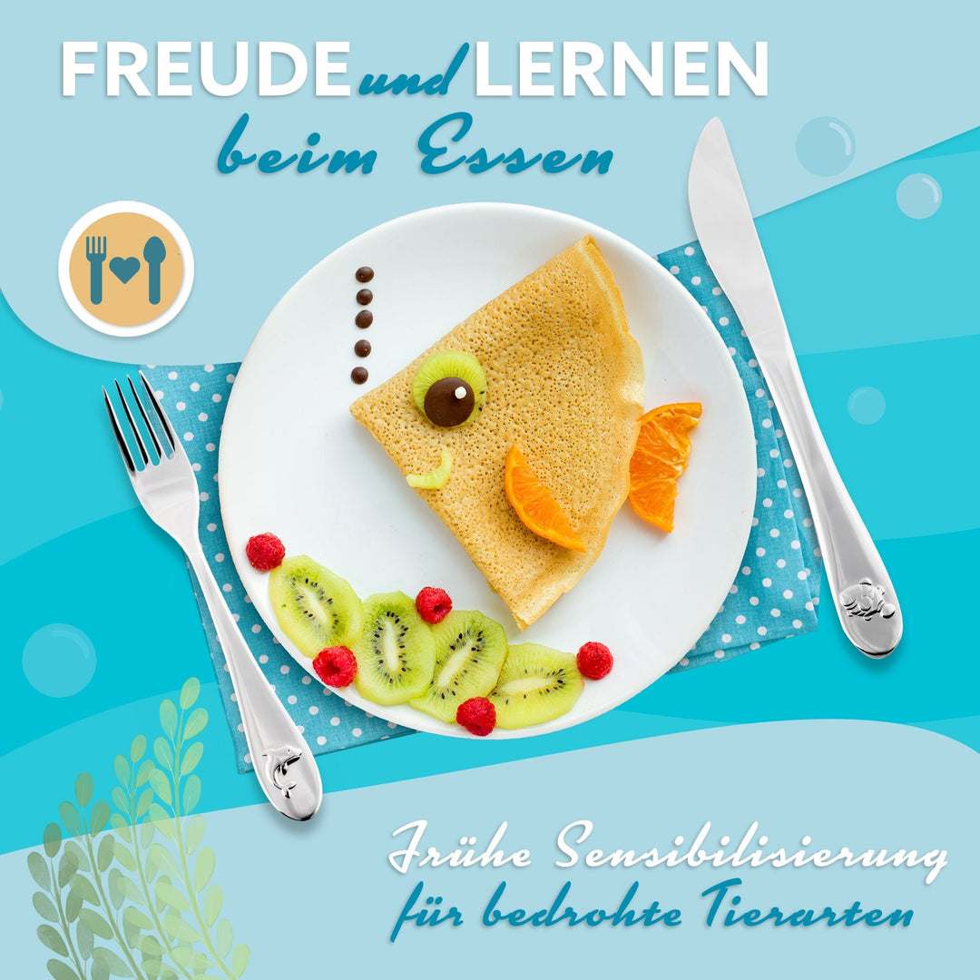 Sea Animals Kinderbesteck - 4-teilig - spülmaschinengeeignet - aus rostfreiem Edelstahl I Koru Kids - Koru Deutschland GmbH