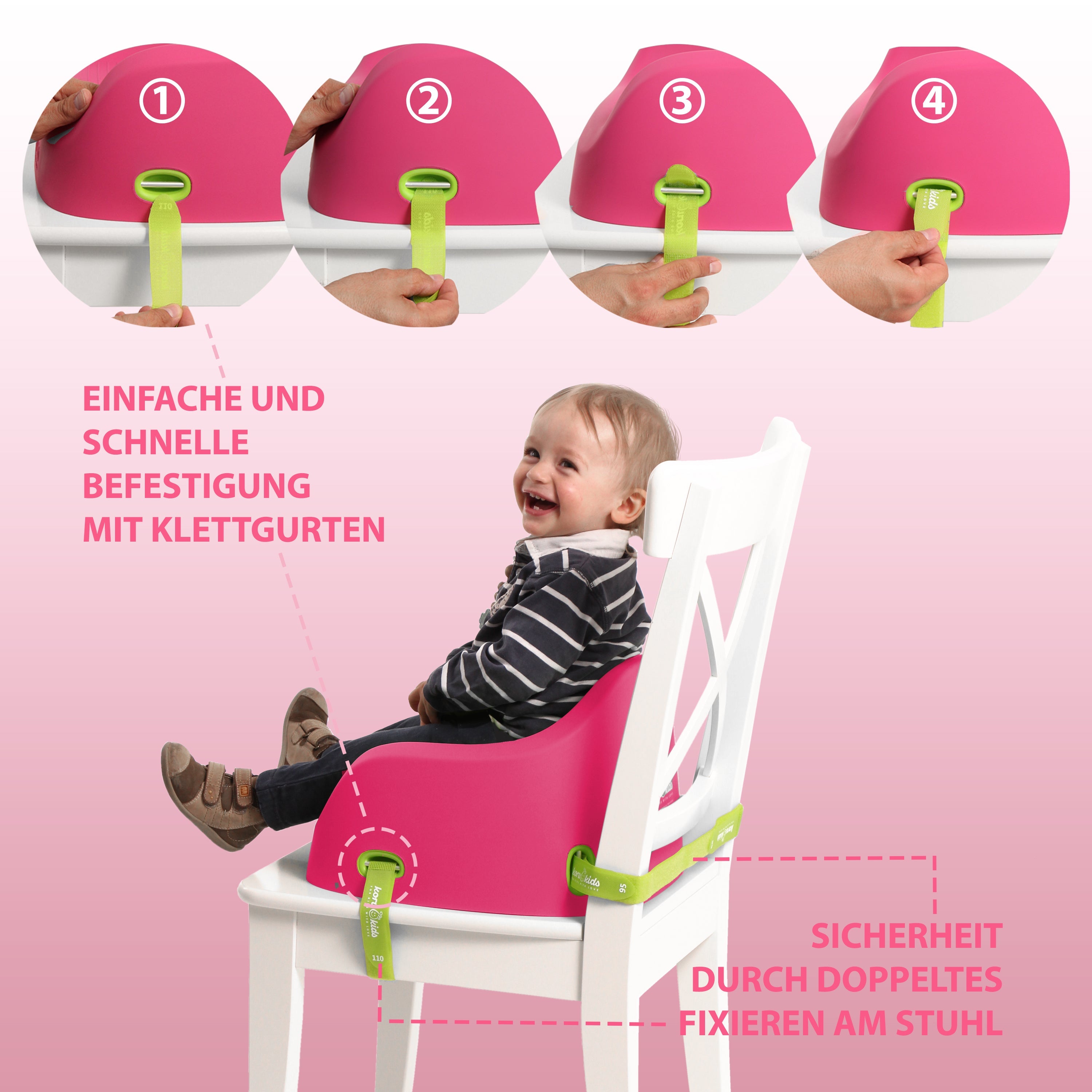 Sitzerhöhung Für Kinder – Tragbares Sitzkissen Mit Gurt, Verstellbar (Regenbogen, 32x32x8 Cm)
