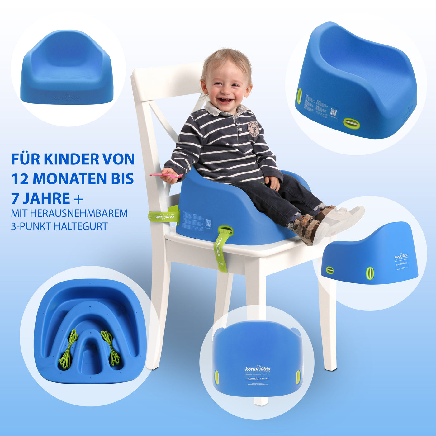 Junior Booster Ozeanblau | Kinder Sitzerhöhung Stuhl | Koru Kids