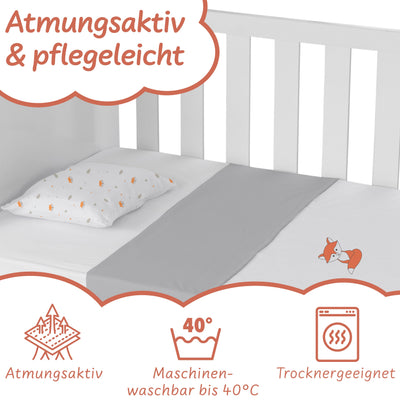 Kinderbettwäsche Premium Fuchs | Gesticktes Motiv | Koru Kids