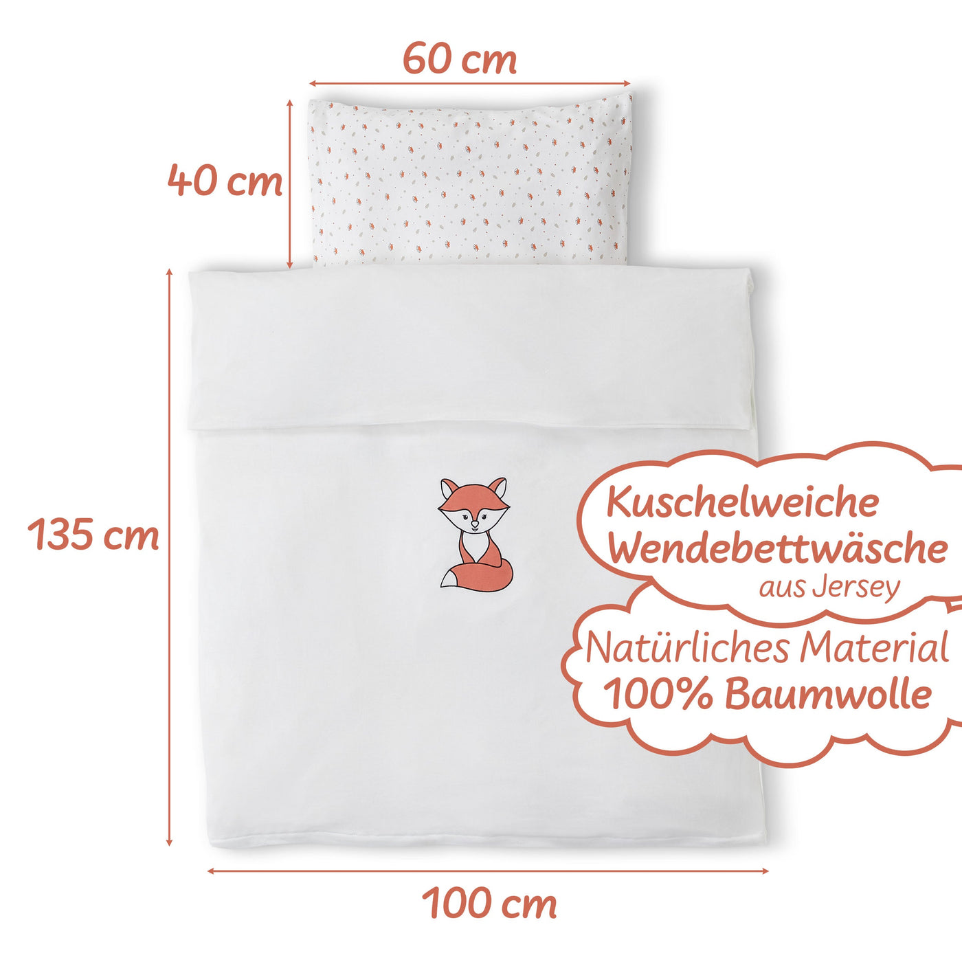 Kinderbettwäsche Premium Fuchs | Gesticktes Motiv | Koru Kids