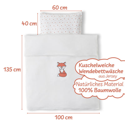 Kinderbettwäsche Premium Fuchs | Gesticktes Motiv | Koru Kids