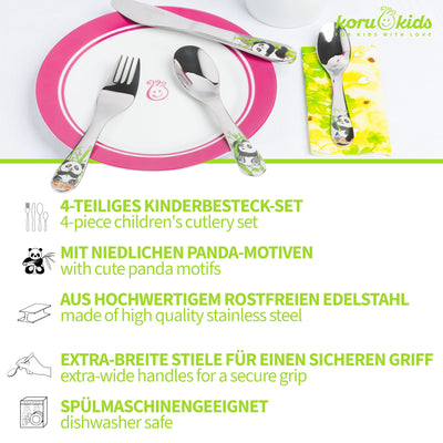 Koru Kids Panda Kinderbesteck | 4-Teiliges Besteckset | Koru Kids