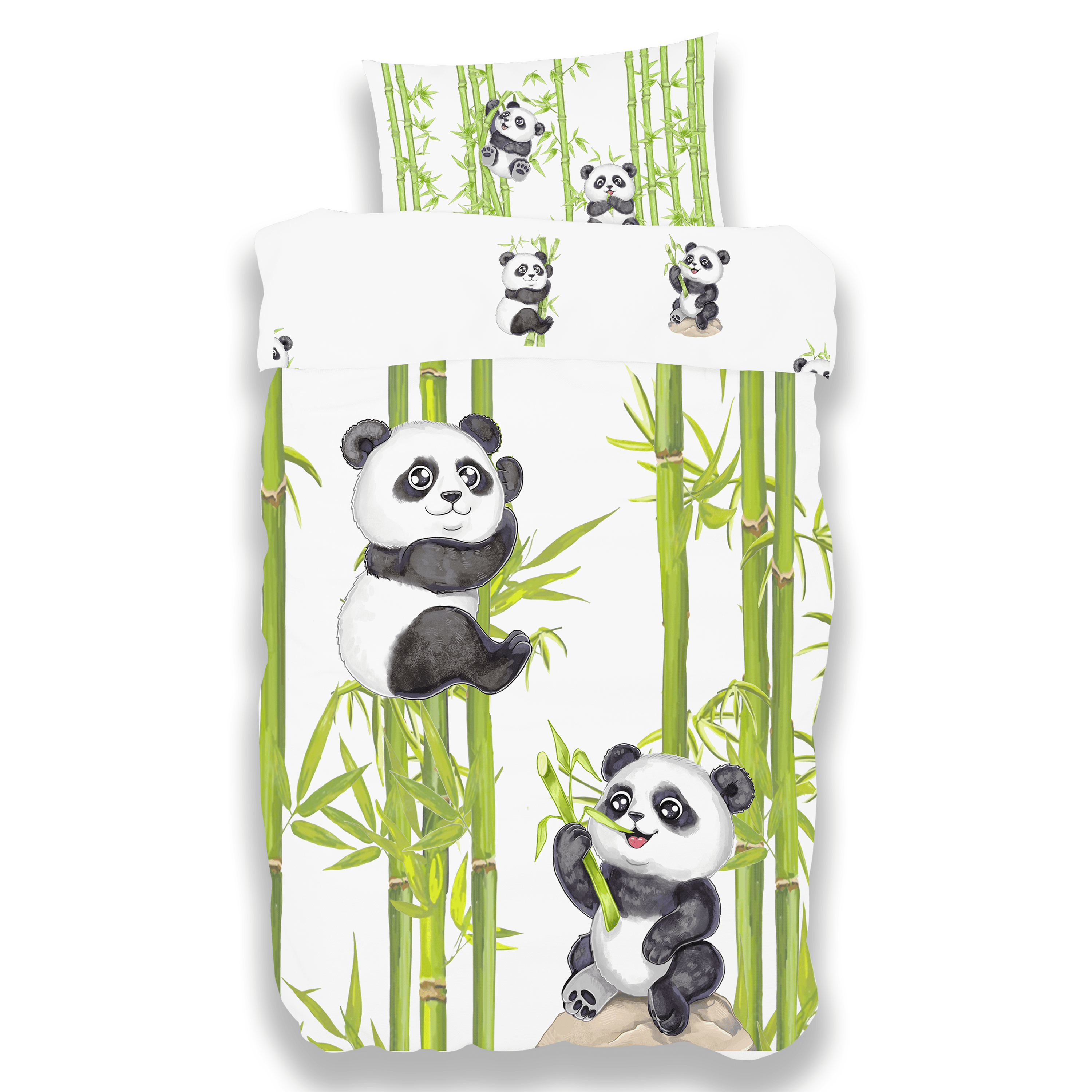 Panda Kinderbettwäsche 100x135 oder 135x200 cm – 2-teiliges Set mit Kissenbezug I Koru Kids - Koru Deutschland GmbH