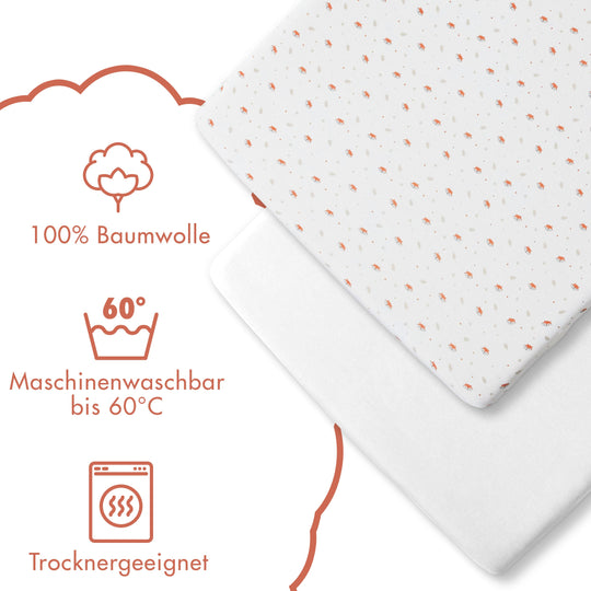 Premium Fuchs Spannbettlaken 60x120 cm oder 70x140 cm - 2er Pack – 100% Jersey/ Baumwolle – Made in Belgium I Koru Kids - Koru Deutschland GmbH