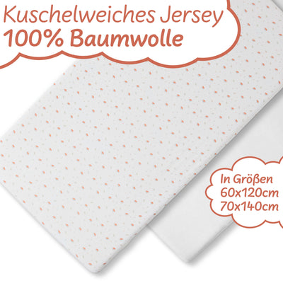 Premium Fuchs Spannbettlaken 60x120 cm oder 70x140 cm - 2er Pack – 100% Jersey/ Baumwolle – Made in Belgium I Koru Kids - Koru Deutschland GmbH