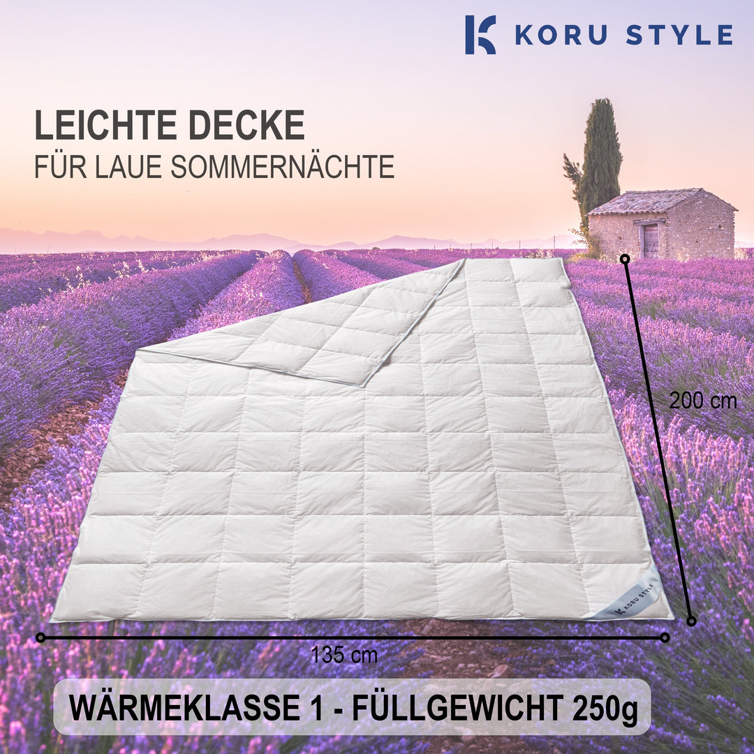 Premium Sommerdecke - 100% Daunen - Daunendecke I Koru Style - Koru Deutschland GmbH