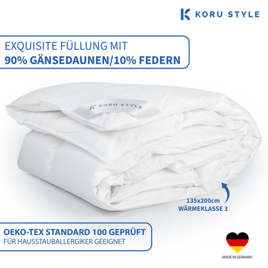 Royal all-season duvet - 90% goose down/10% goose feathers - down duvet I Koru Style