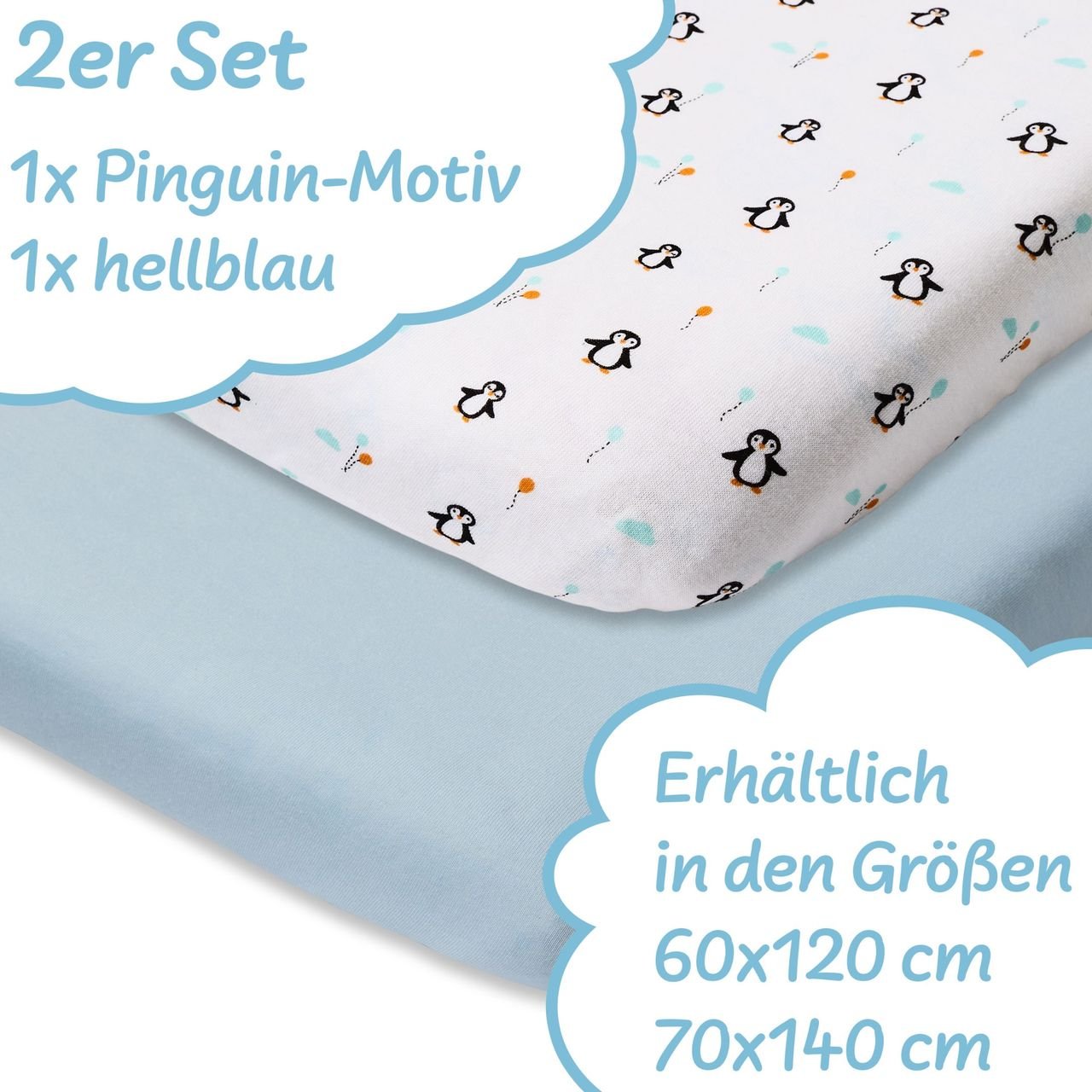 Spannbettlaken Premium Pinguin | Baby Bettwäsche | Koru Kids