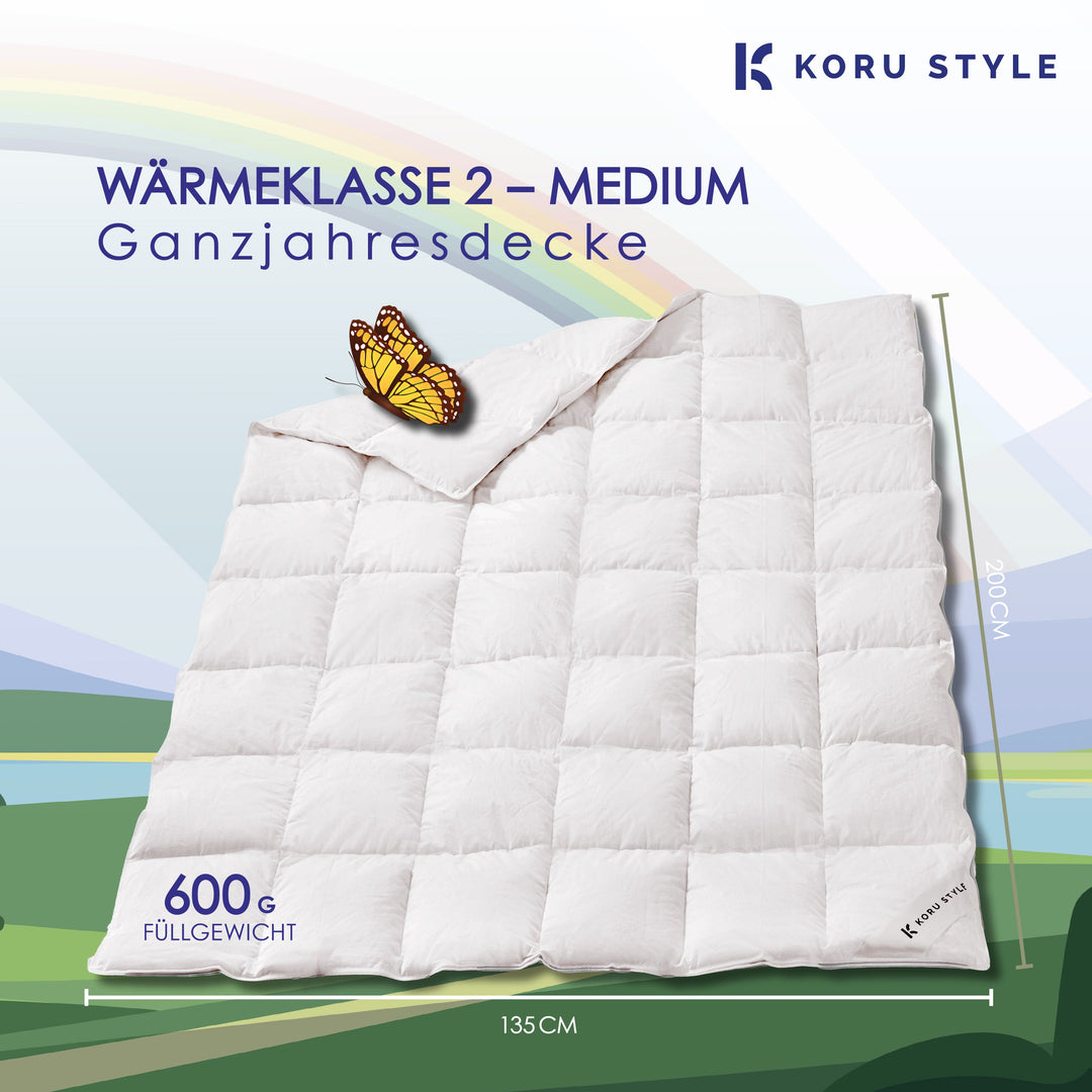 Superior Ganzjahresdecke - 90% Daunen/10% Federn - Daunendecke I Koru Style - Koru Deutschland GmbH
