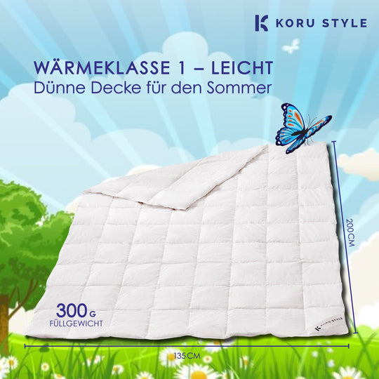 Superior Sommerdecke - 90% Daunen/10% Federn - Daunendecke I Koru Style - Koru Deutschland GmbH