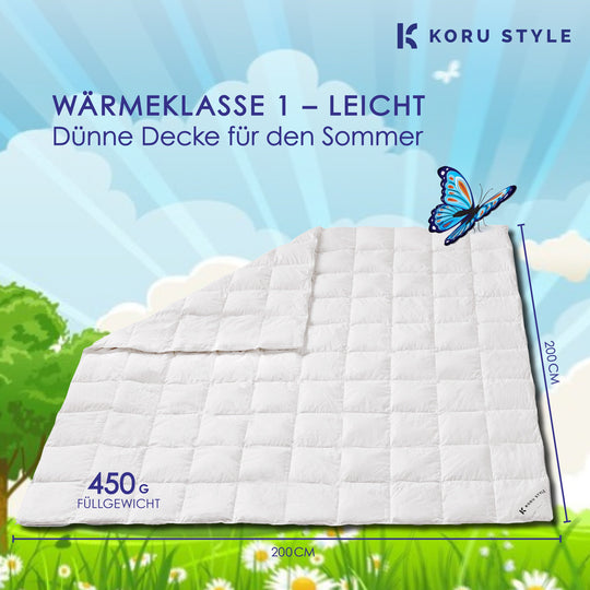 Superior Sommerdecke - 90% Daunen/10% Federn - Daunendecke I Koru Style - Koru Deutschland GmbH