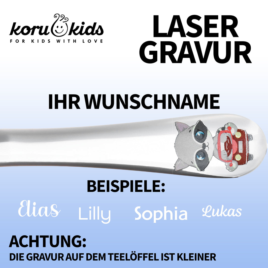 Wildlife Kinderbesteck Mit Gravur | Spülmaschinengeeignet | Koru Kids