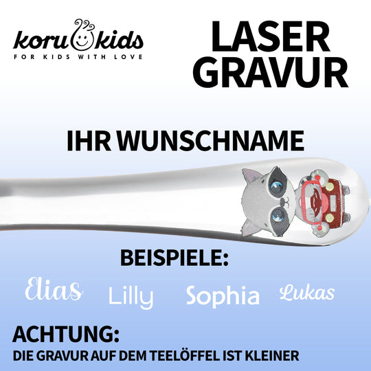 Wildlife Kinderbesteck Mit Gravur | Spülmaschinengeeignet | Koru Kids