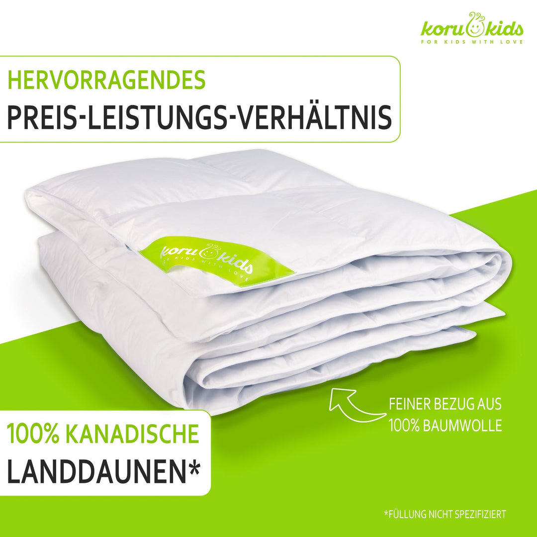 Koru Kids Winter-Daunendecke | 100% kanadische Landdaunen | Koru Kids